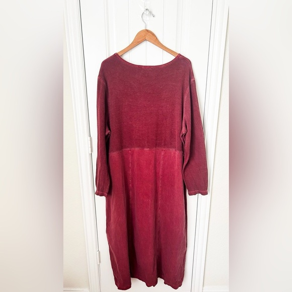 L.L. Bean Cotton Long Sleeve Burgundy Dress Size 1X - Picture 2 of 2